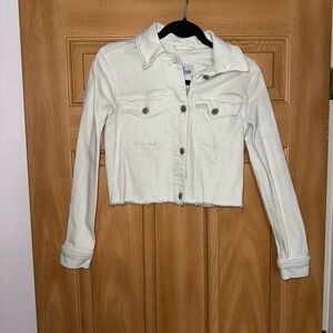 Hollister Cropped White Jean Jacket